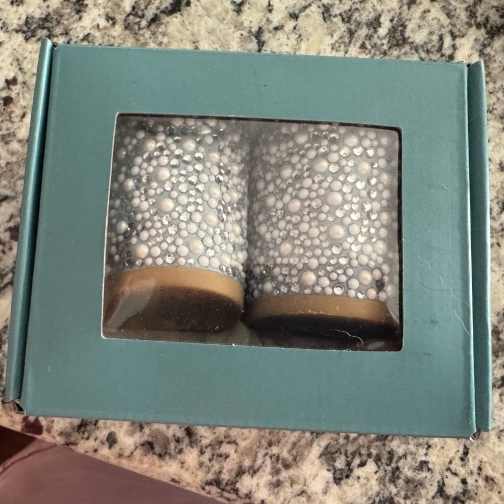 Pashion Footwear 3” Block Heel Kit Baby Blue Pearl & Rhinestone